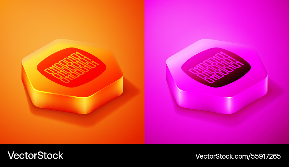 Isometric binary code icon isolated on orange vector image