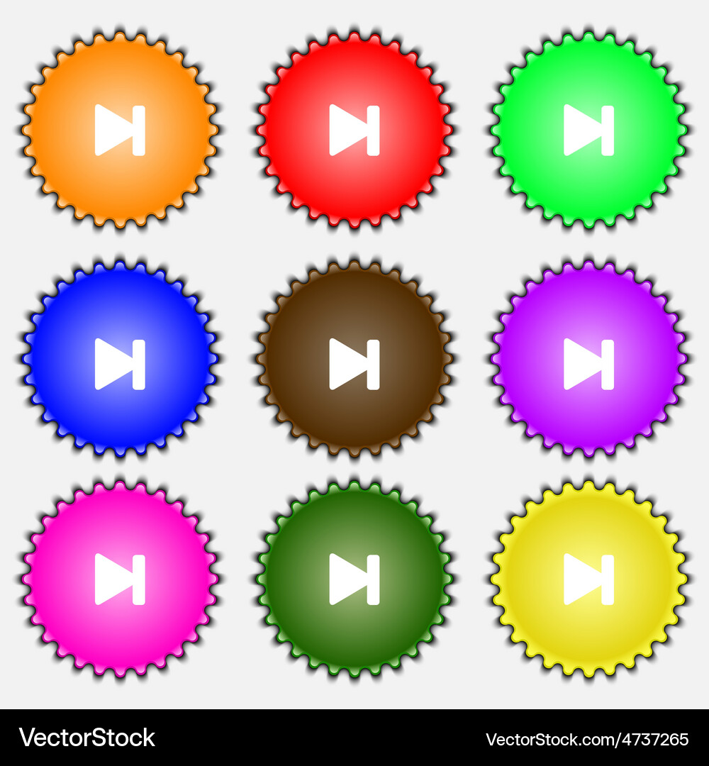Next track icon sign a set of nine different Vector Image