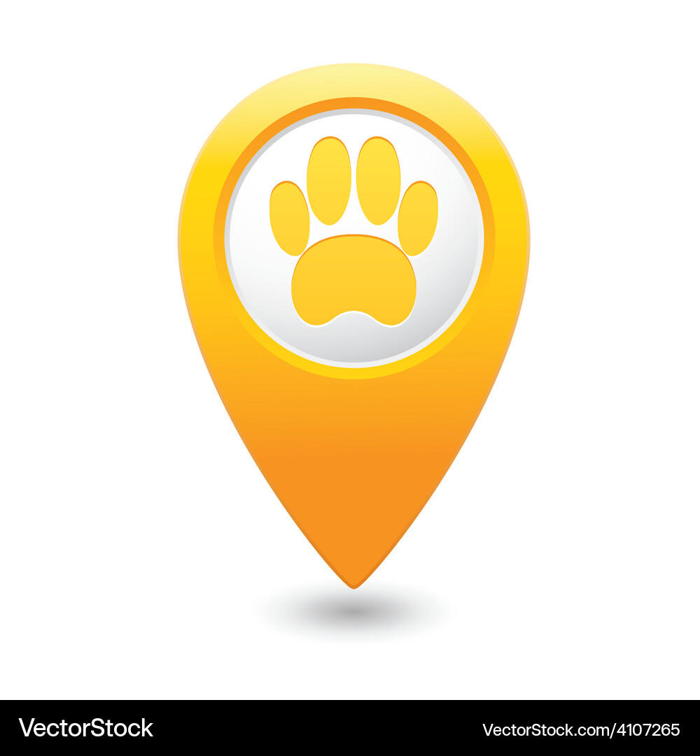 Pet Paw Map Pointer Vector Image