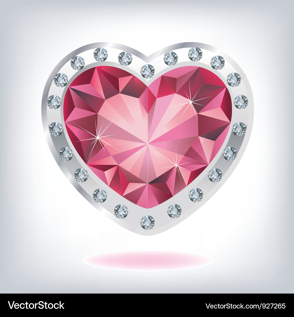 Ruby Heart with Diamonds Vector Image