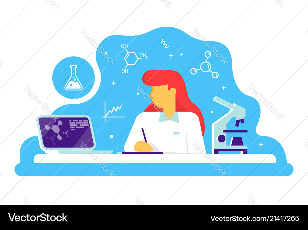 Scientific doctor woman working at science lab Scientific doctor woman working at science lab vector image