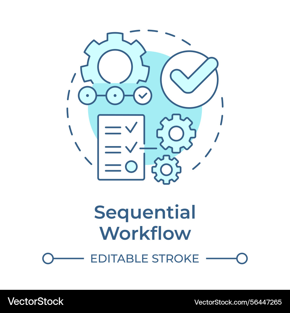 Sequential workflow soft blue concept icon Sequential workflow soft blue concept icon vector image