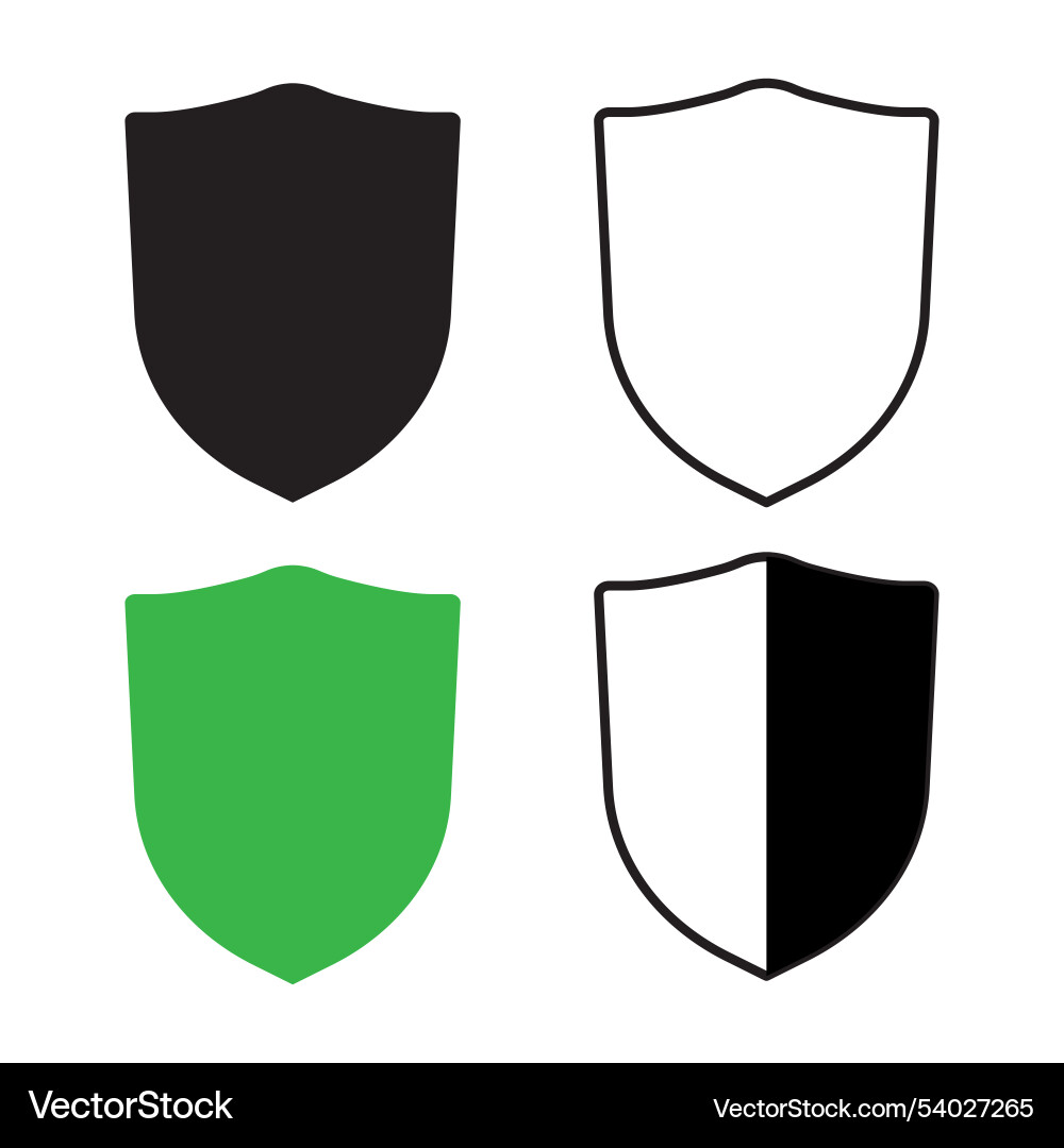 Shield icons set four color variations security vector image