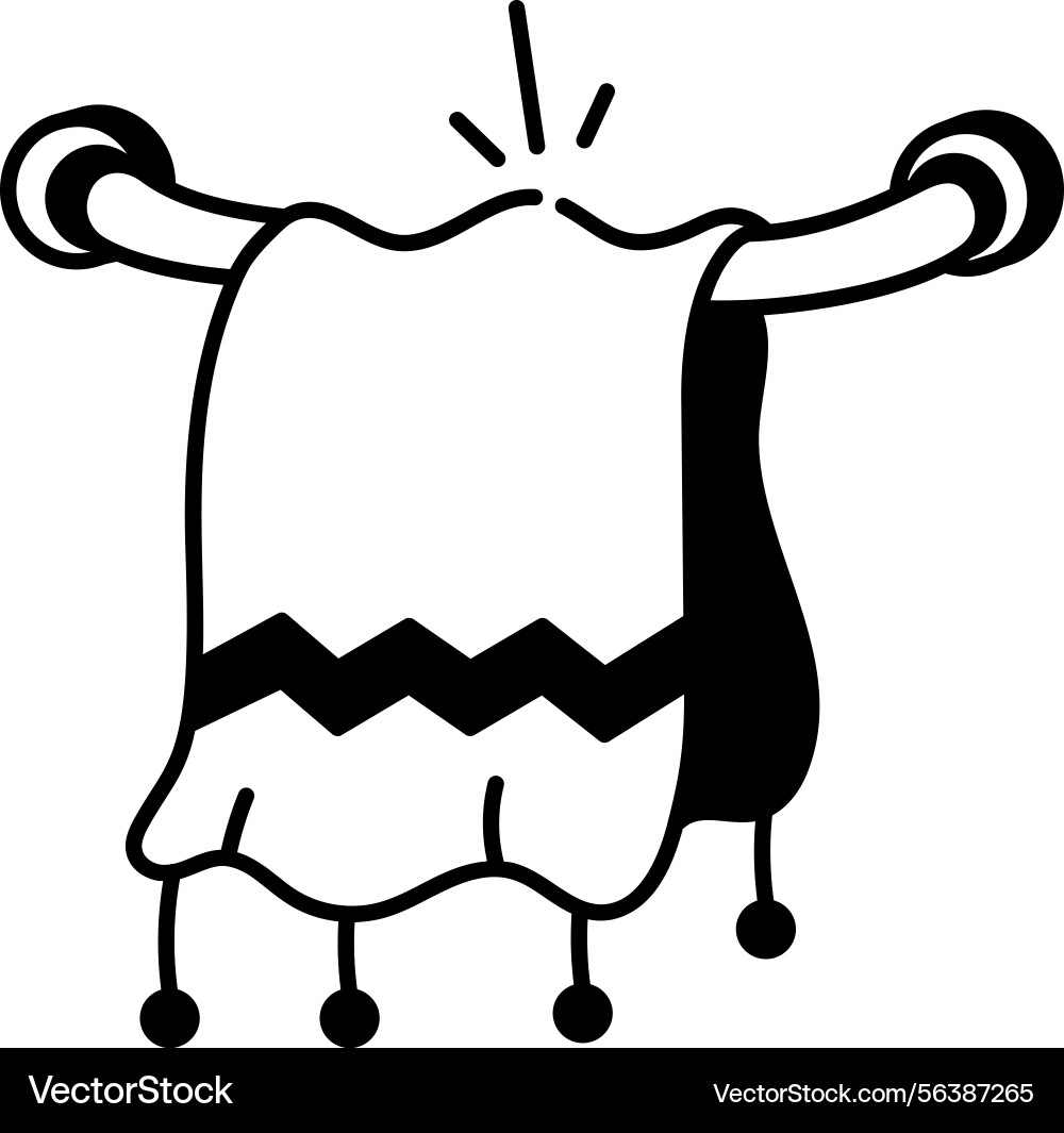 Towel hanging on the rack sketchy style ico Vector Image