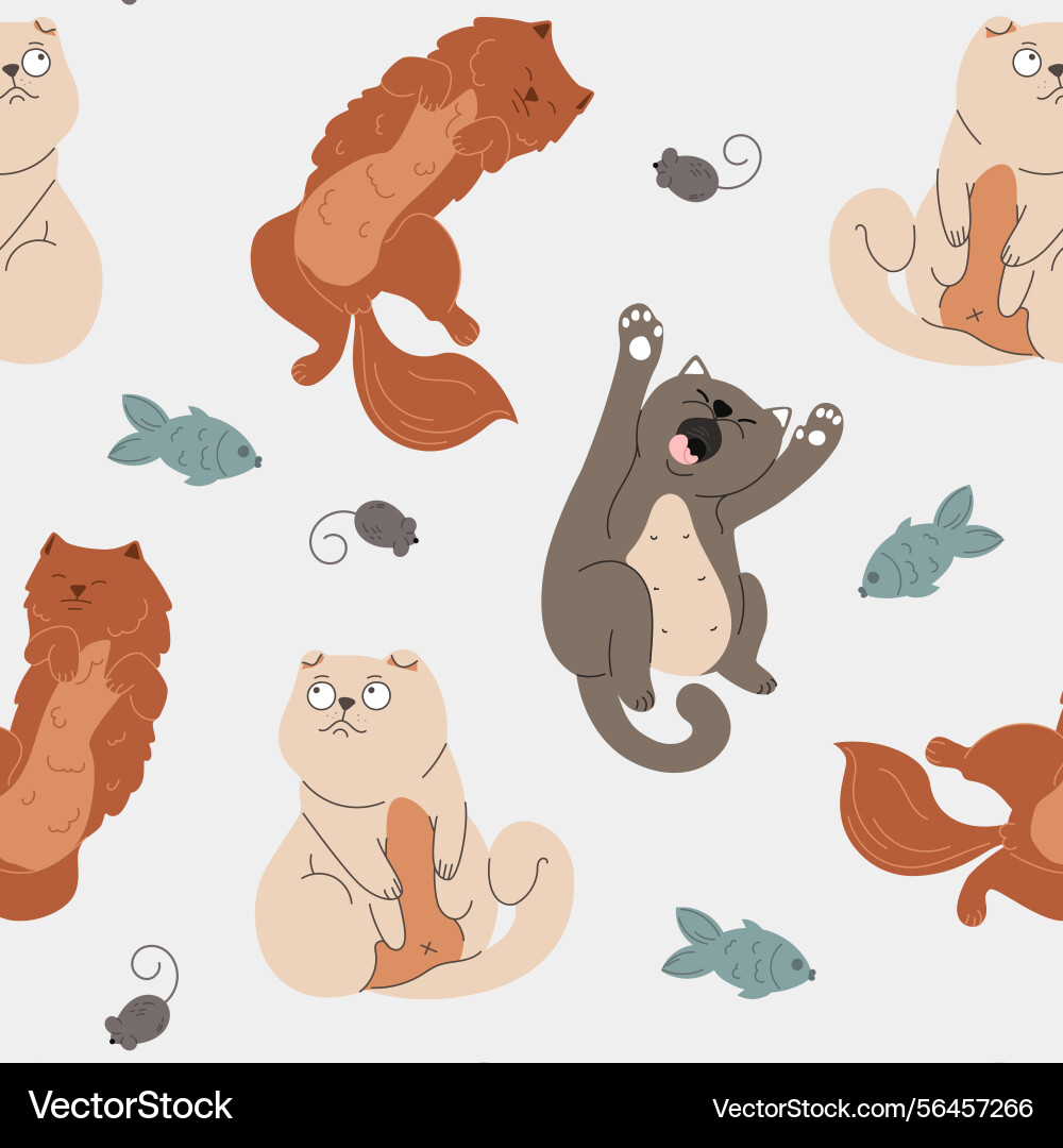 4 funny pets colorful characters pattern 4 funny pets colorful characters pattern vector image
