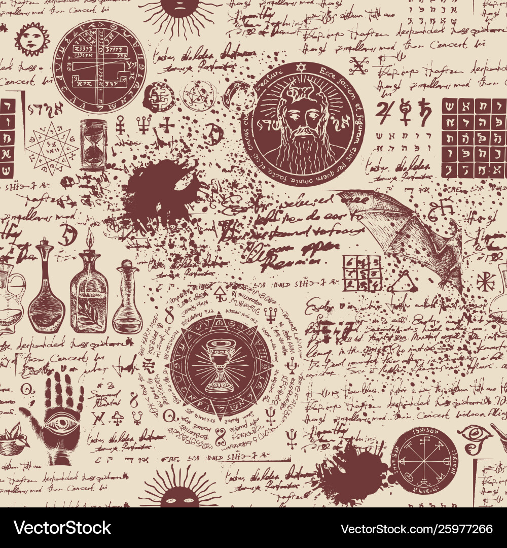 Alchemy & Occult Pattern Vector Image
