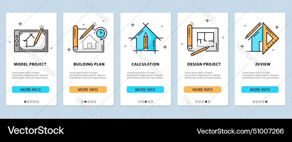 Architect development app onboarding screens Architect development app onboarding screens vector image
