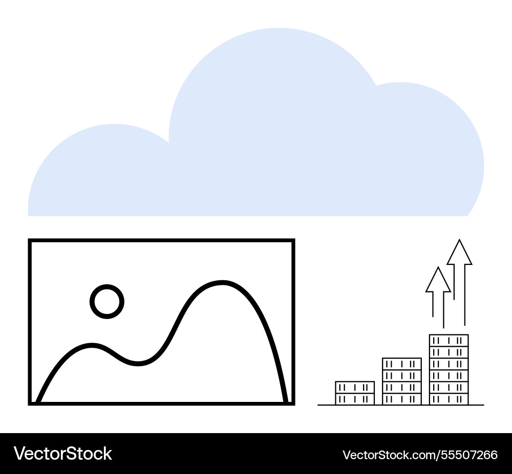 Cloud technology with data visualization Vector Image