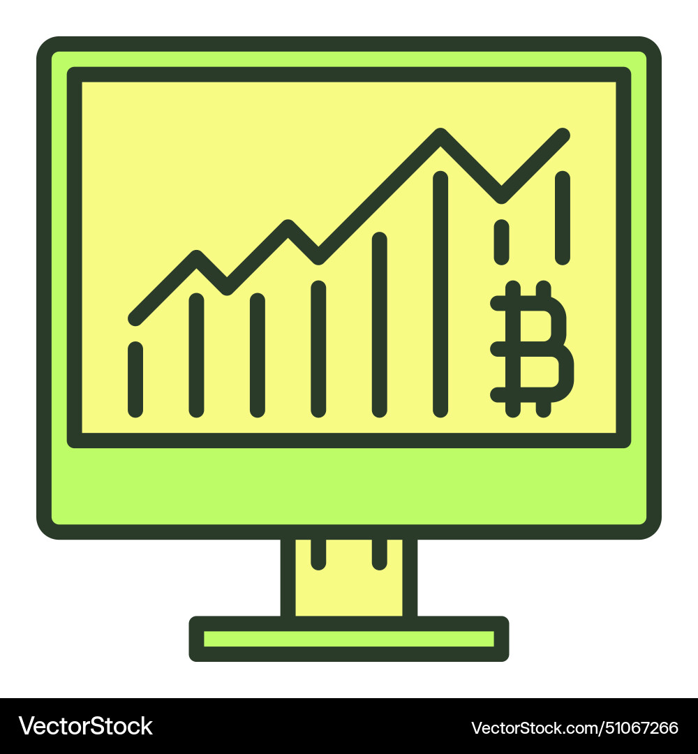 Computer-Display mit Bitcoin-Diagramm Krypto Computer-Display mit Bitcoin-Diagramm Krypto vektorbild