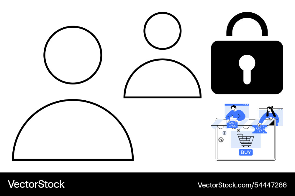 Digital security shopping concept with user Digital security shopping concept with user vector image