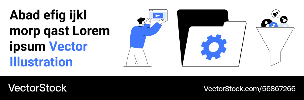 Digitaler Workflow mit Datensortierung Video-Sharing Digitaler Workflow mit Datensortierung Video-Sharing vektorbild