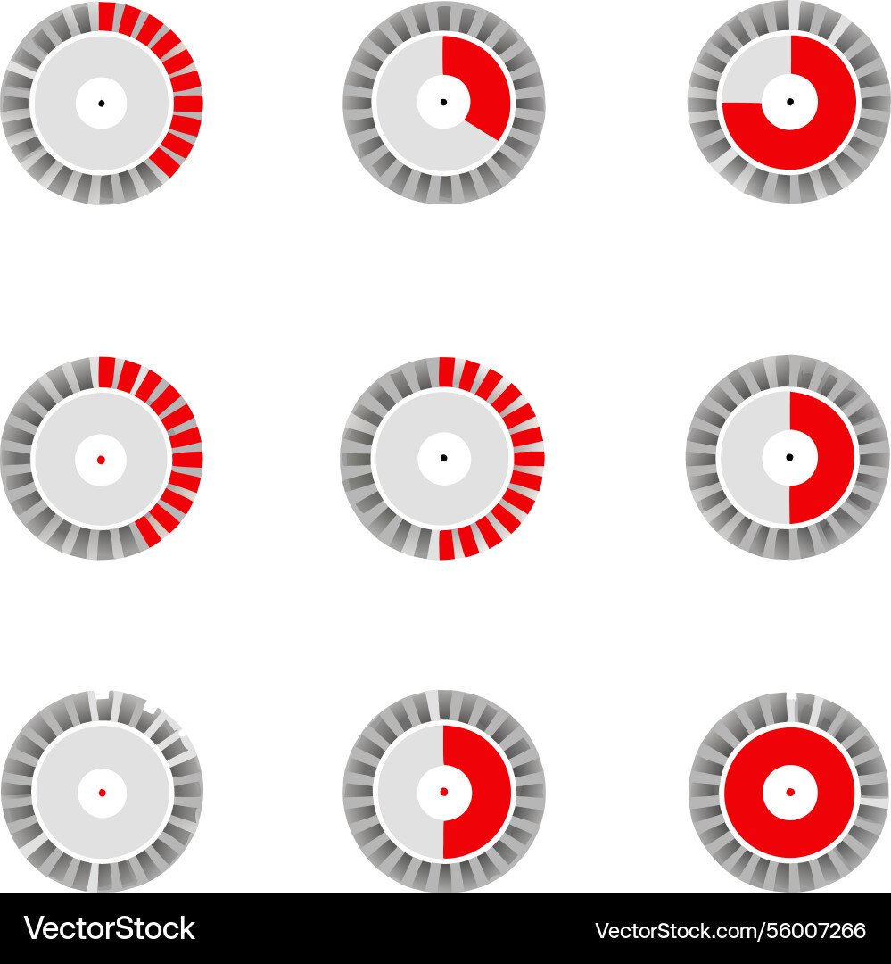 Nine circular progress indicators showing vector image