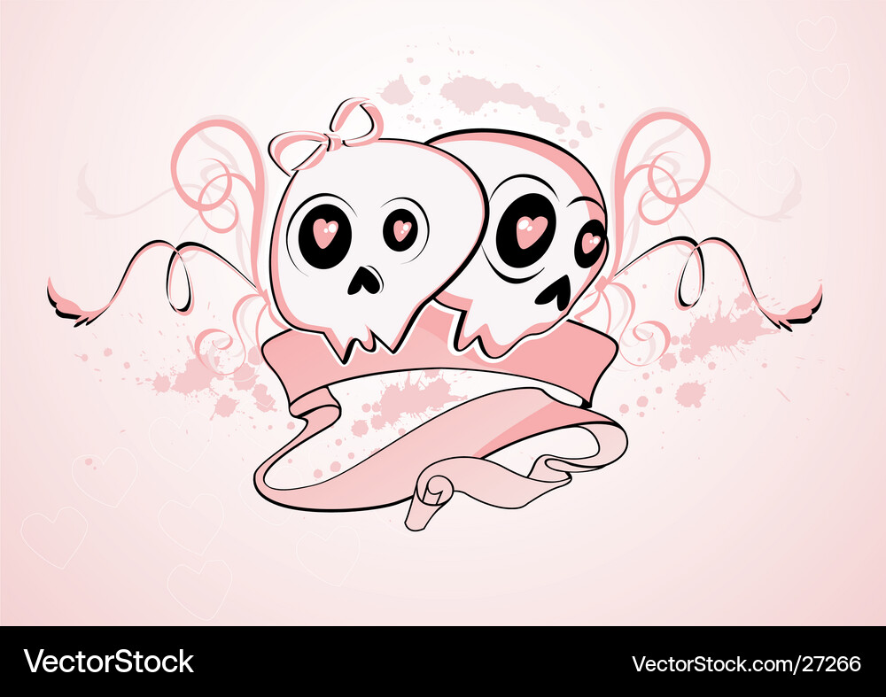 Pink Skull Duo Vector Image