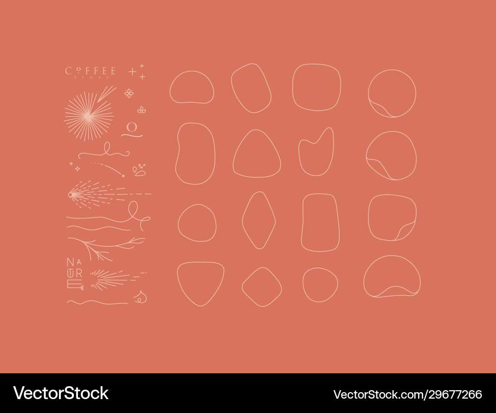 Set decorative elements and frames coral Set decorative elements and frames coral vector image
