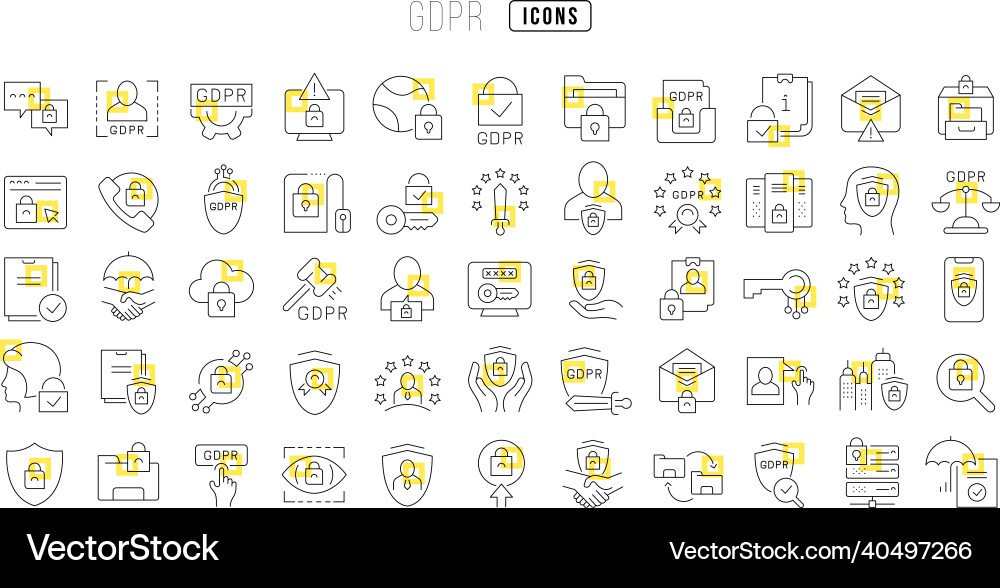 Set of linear icons gdpr Set of linear icons gdpr vector image