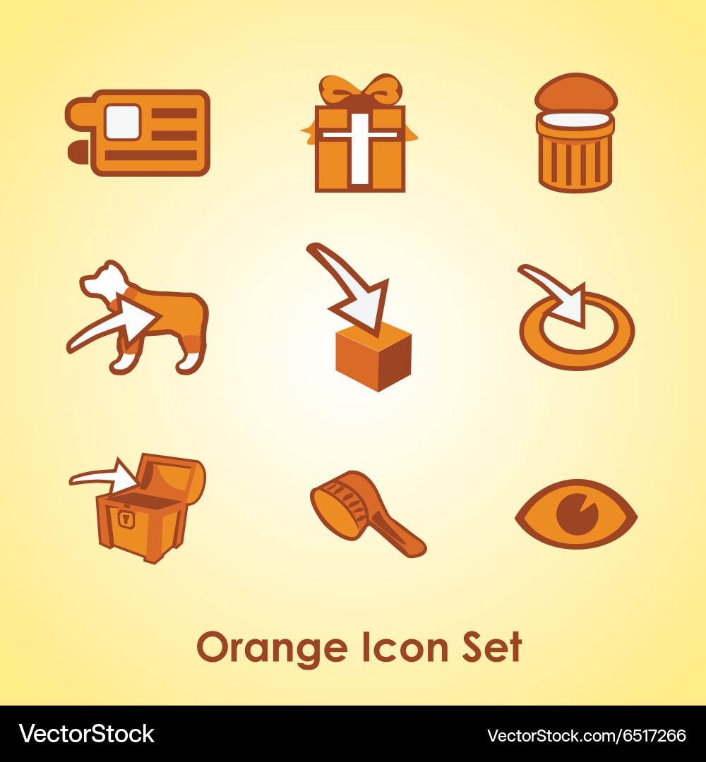 Set of nine different orange objects Vector Image