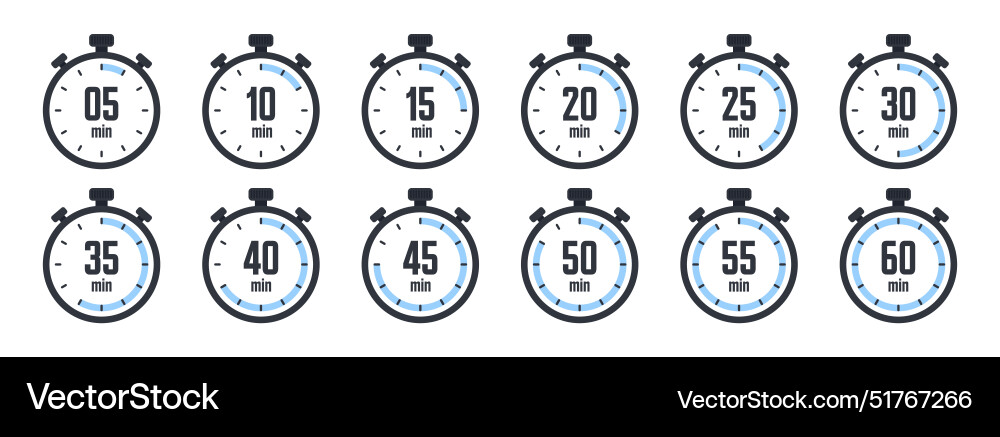Stopwatch icons colorful simple chronometer time Stopwatch icons colorful simple chronometer time vector image