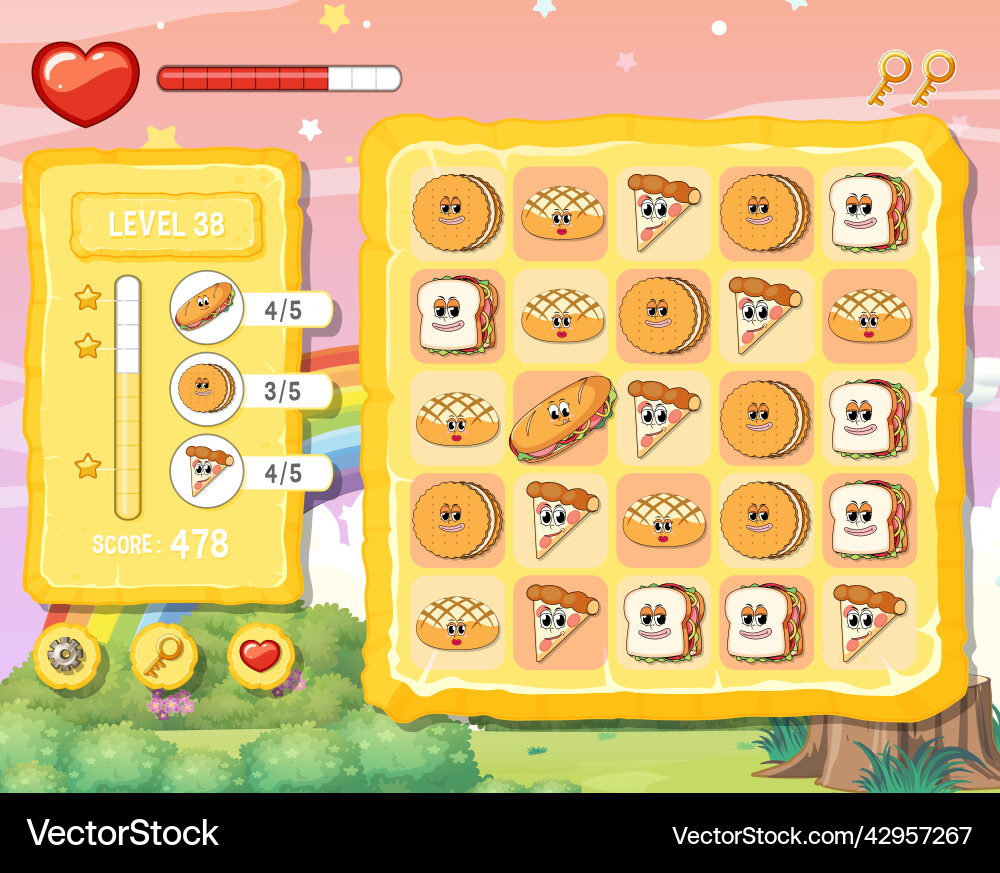 A game background template with elements A game background template with elements Vector Image