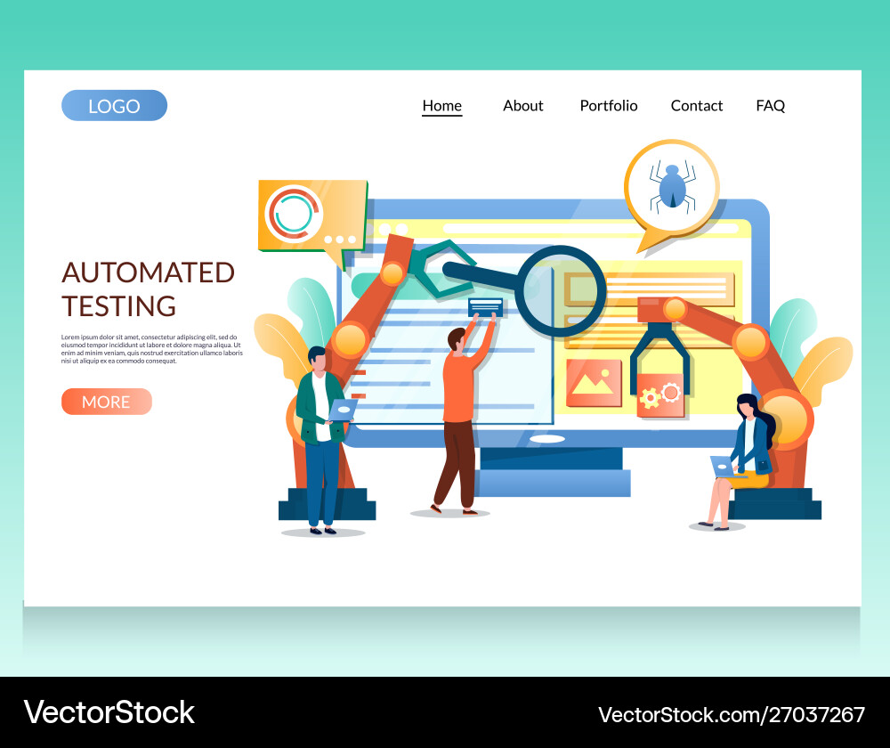 Automated Testing Website Template vector image