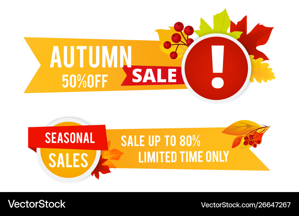 Autumn sale flyers seasonal banners Autumn sale flyers seasonal banners vector image