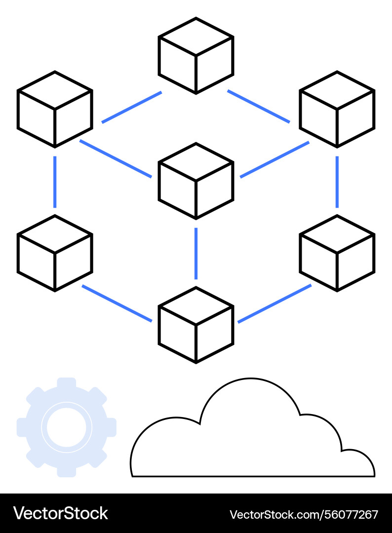 Blockchain technology network with cloud computing Blockchain technology network with cloud computing vector image
