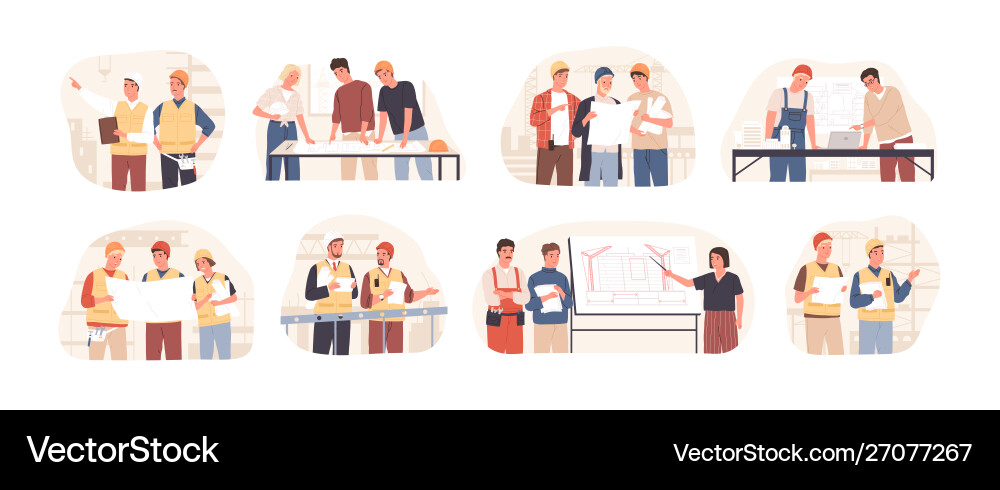 Builders and architects flat Royalty Free Vector Image