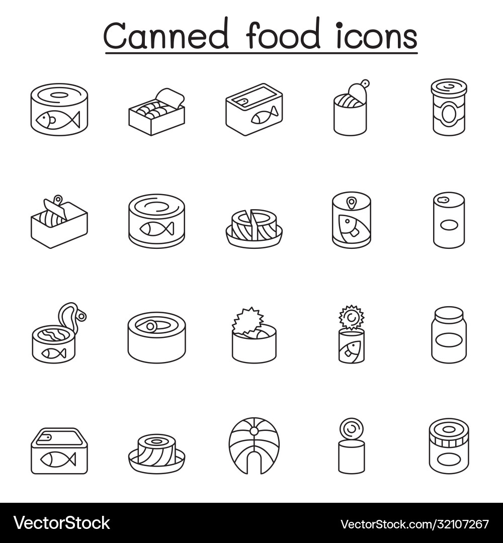 Canned Food & Preserved Food Icons Vector Image