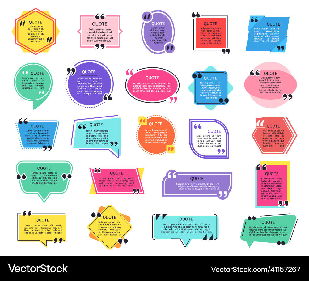 Colored quote frames for text phrase message Colored quote frames for text phrase message vector image