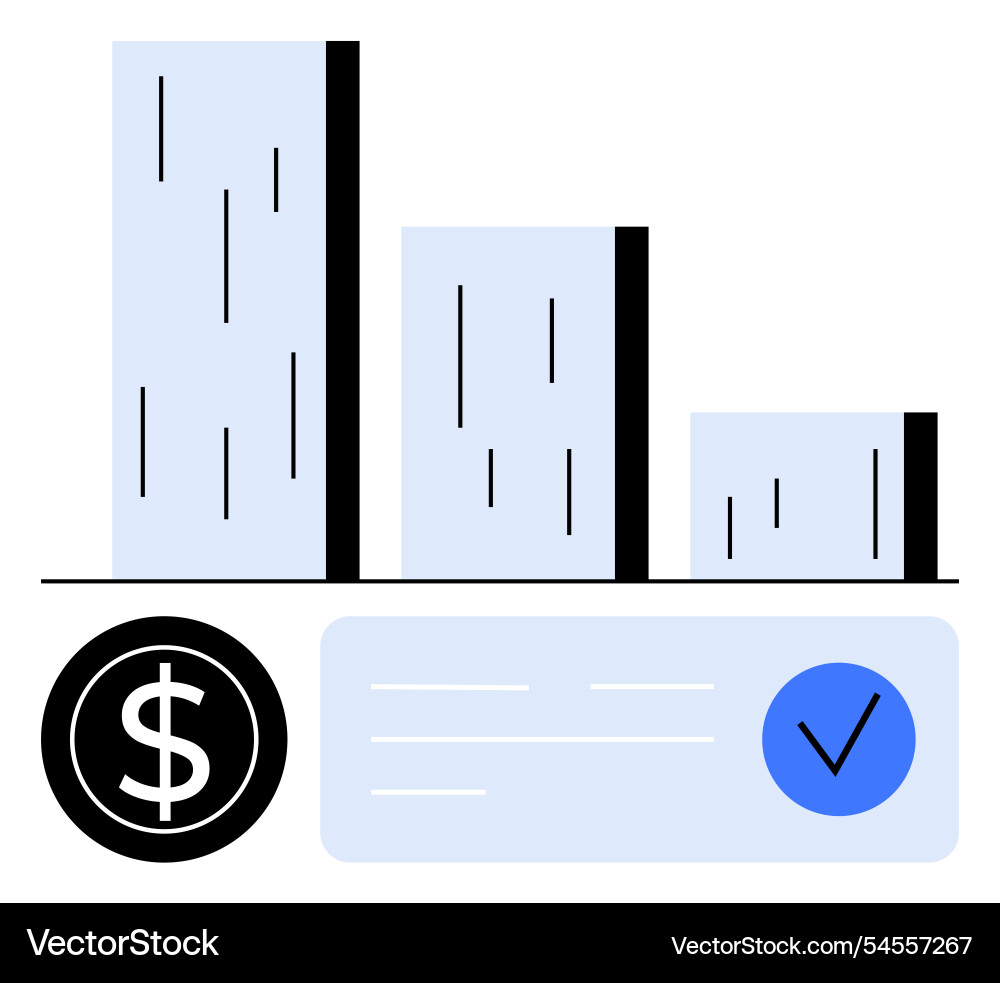 Declining bar graph with currency symbol Vector Image