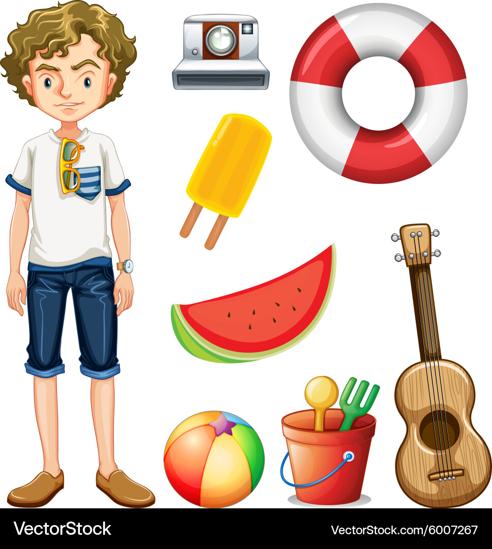 Hipster man and other objects Vector Image