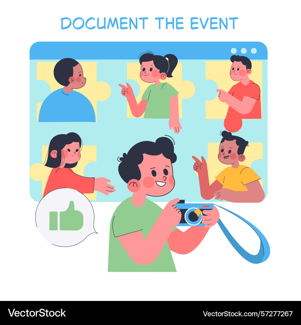 Online event documentation Online event documentation Vector Image