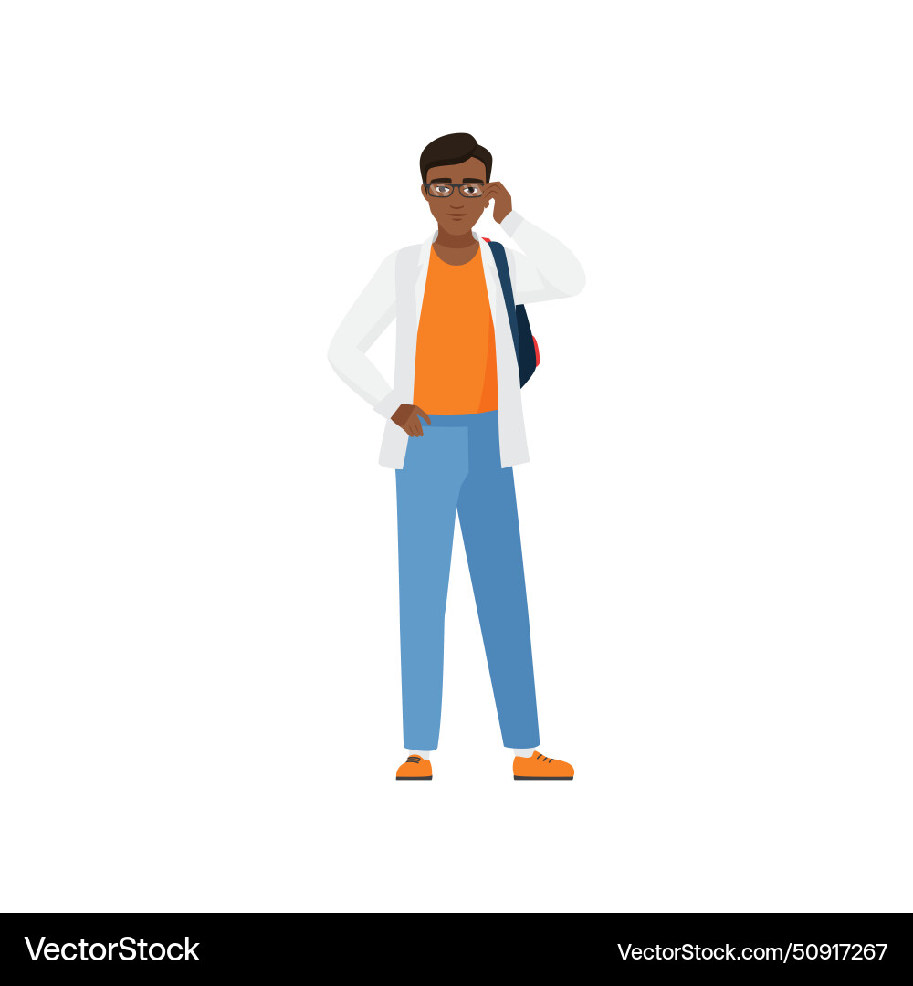 Student character wearing glasses Vector Image