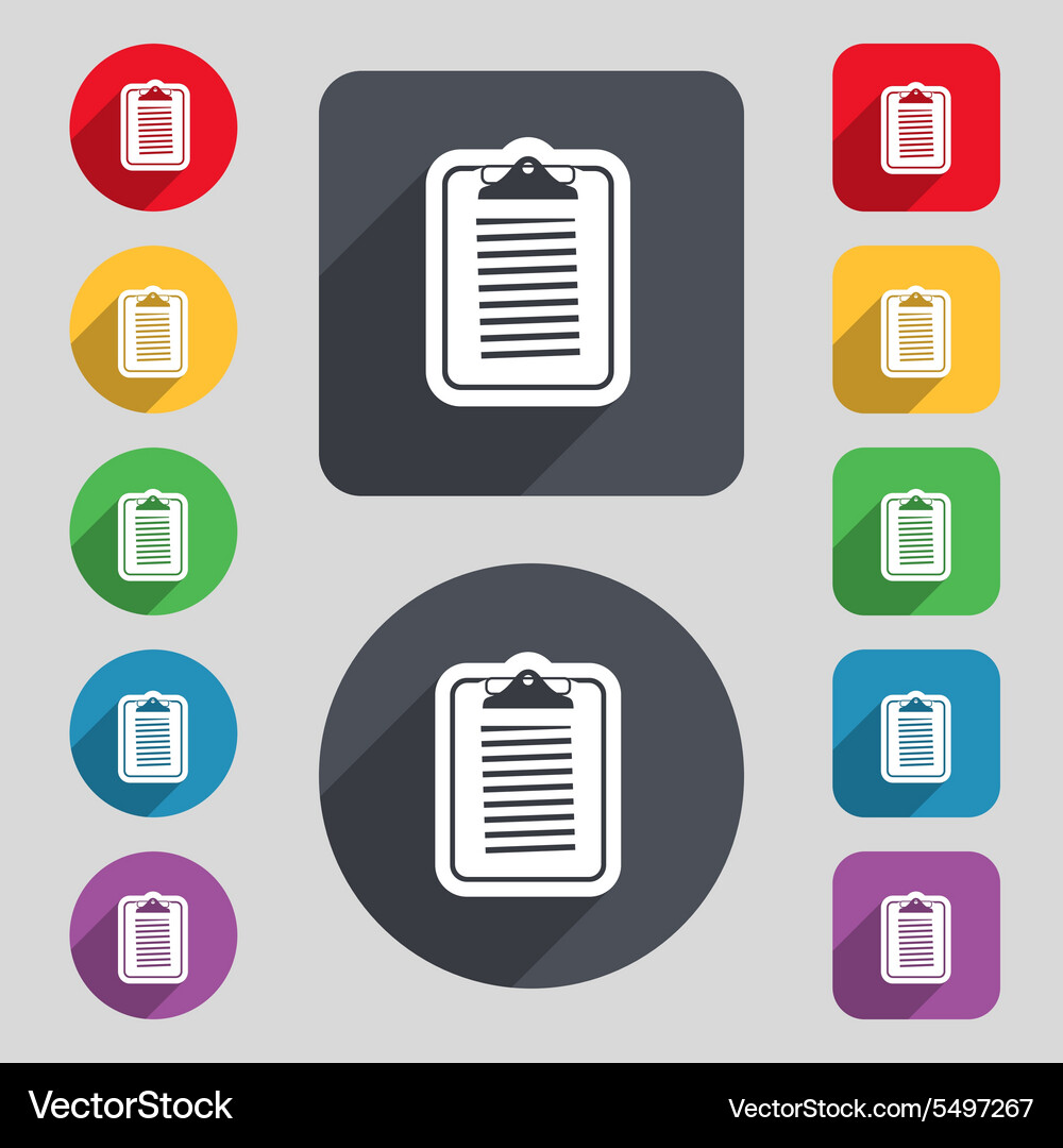Text file icon sign a set of 12 colored buttons Vector Image