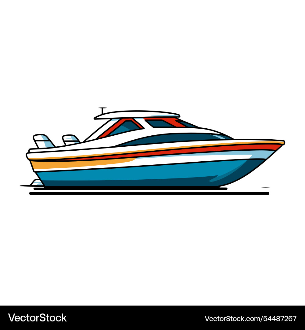Vibrant Motorboot Segeln in ruhigen Gewässern während Vibrant Motorboot Segeln in ruhigen Gewässern während vektorbild