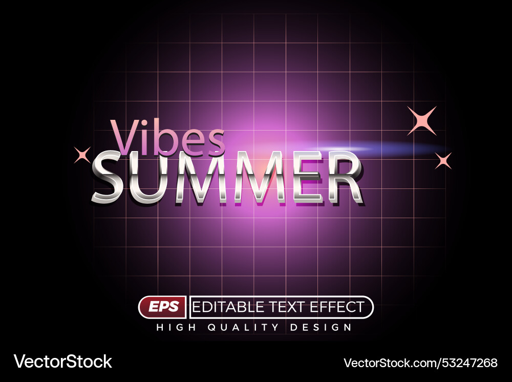 3d text effect summer vibes Vector Image