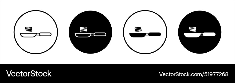 Frying pan flat line icon set thin Royalty Free Vector Image