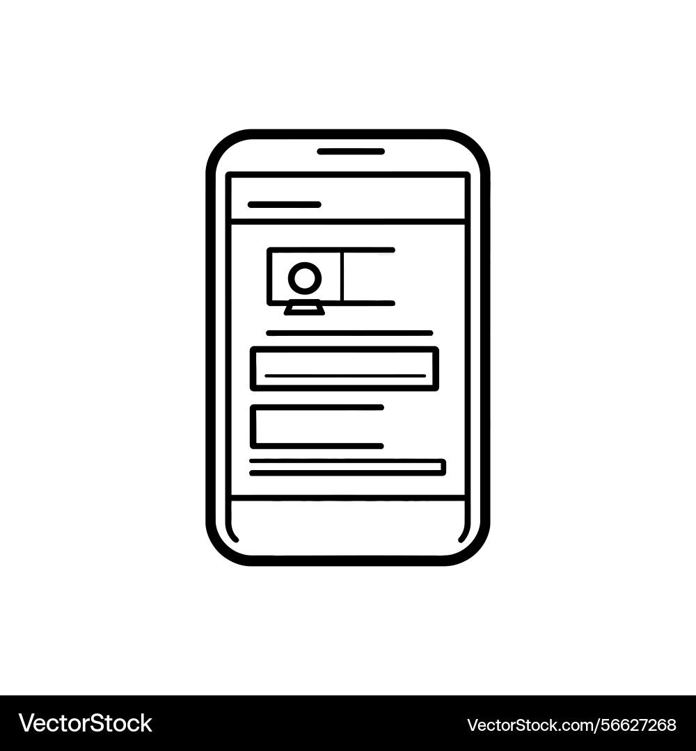 Outline style smartphone with profile and form Vector Image