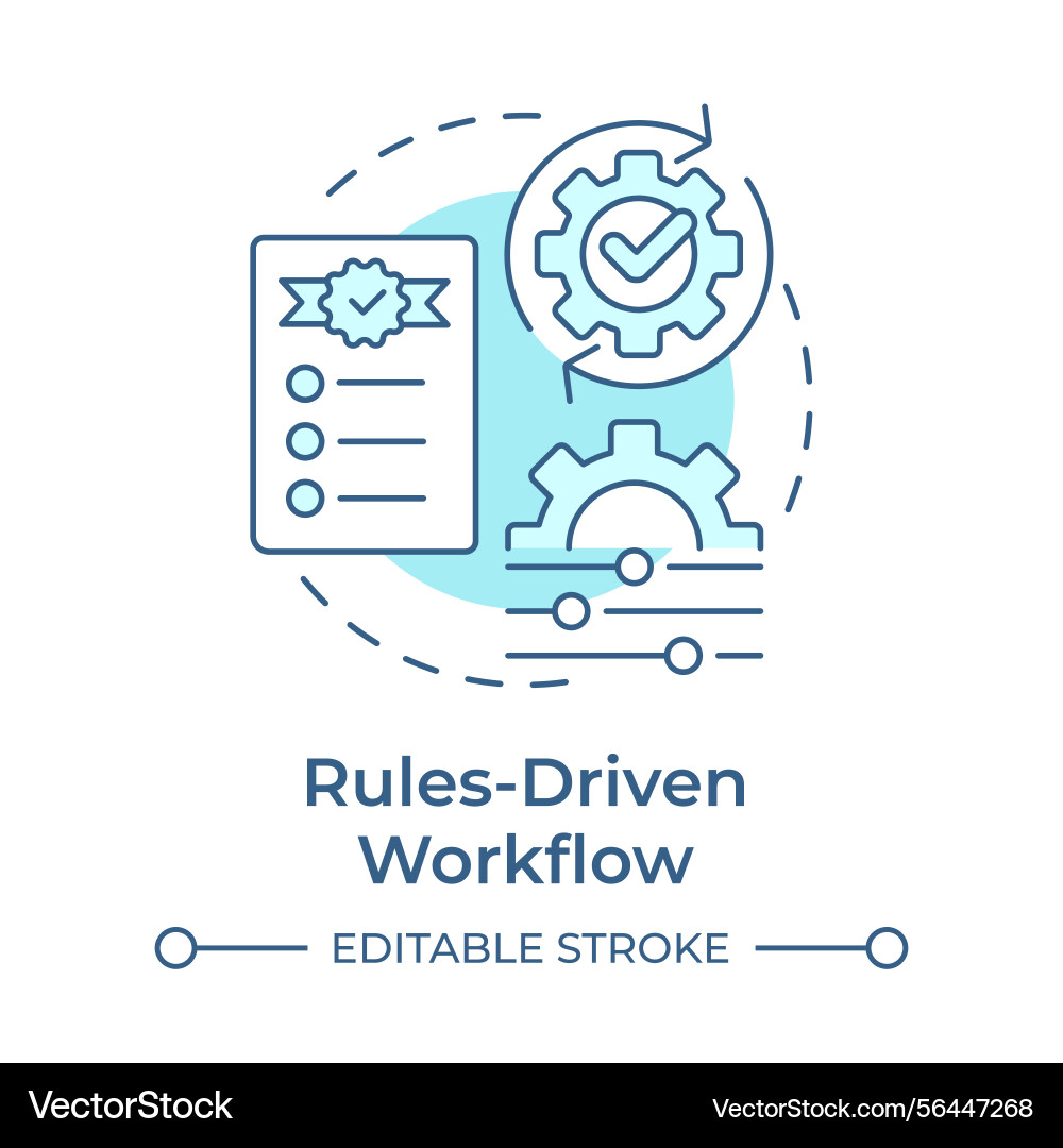 Rules driven workflow soft blue concept icon Rules driven workflow soft blue concept icon Vector Image