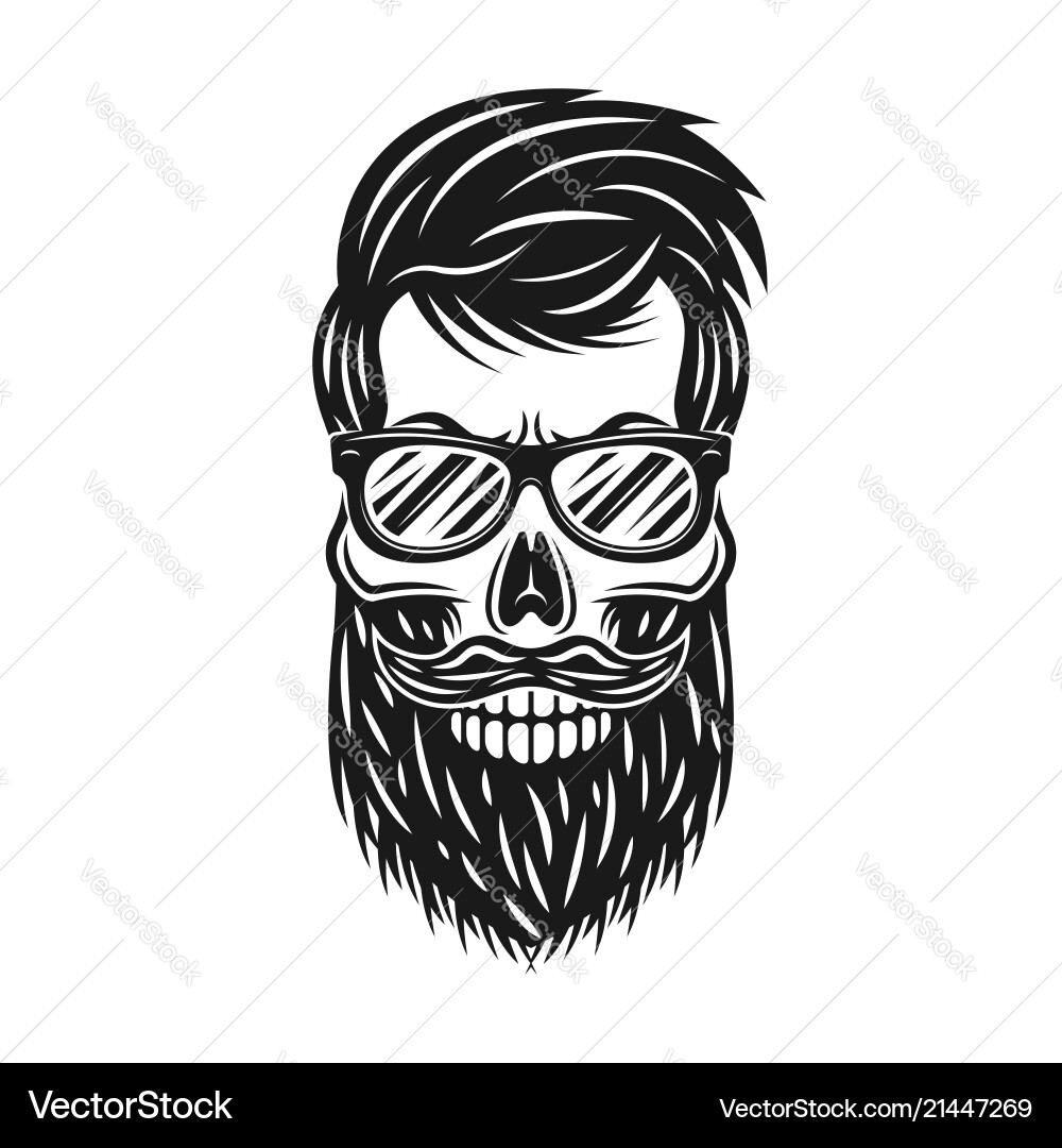 Hipster skull with beard and sunglasses Royalty Free Vector