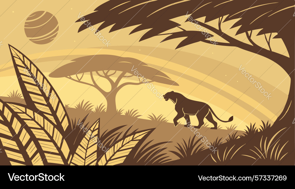 Leopard resting under a tree in an african Vector Image