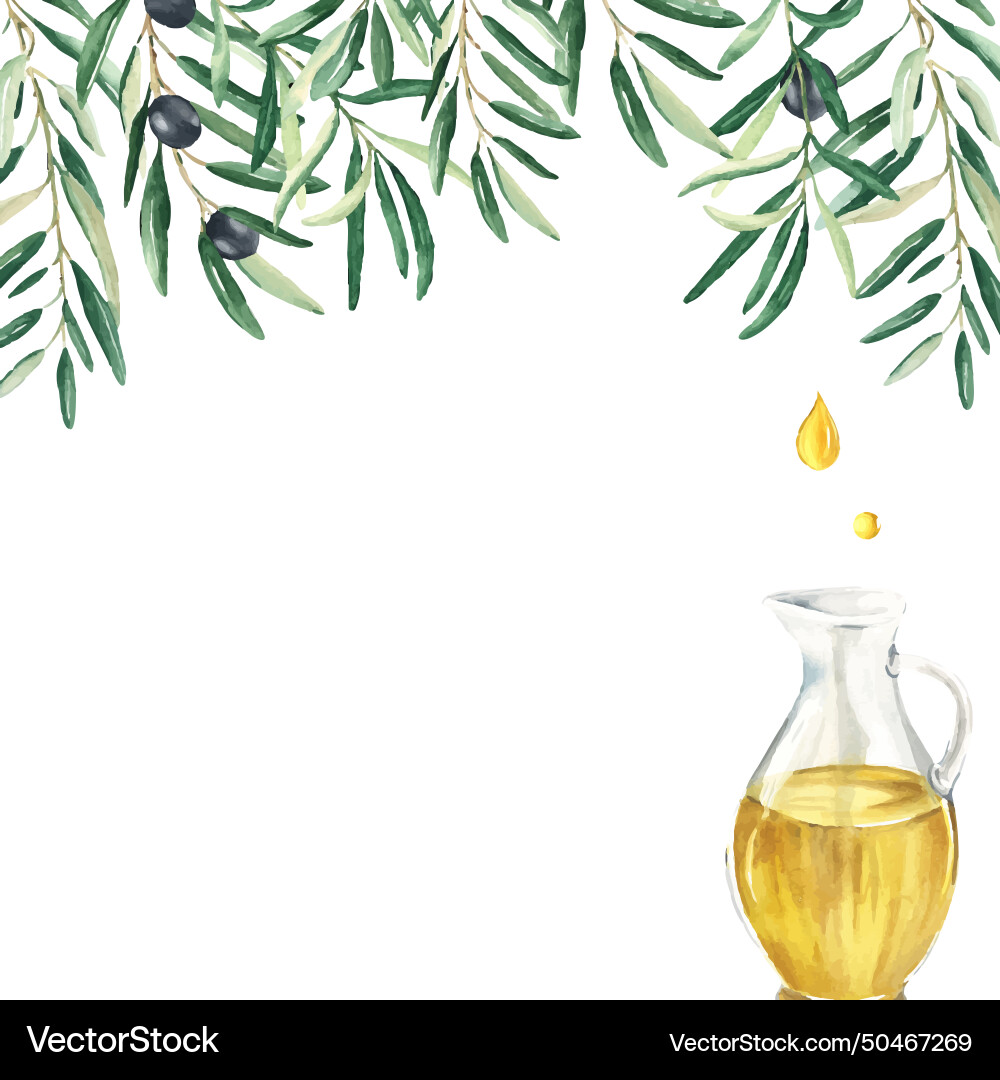 Olive tree square frame border branches Olive tree square frame border branches vector image