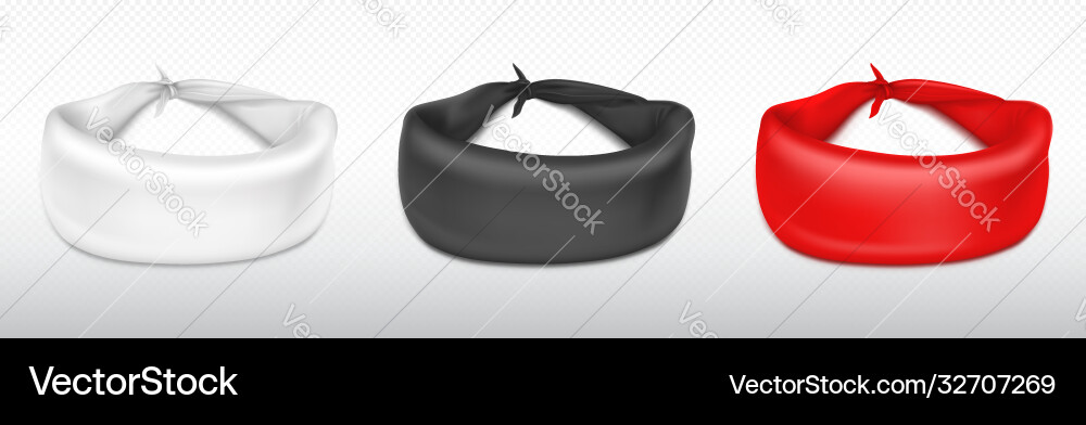 Realistic red white and black bandana Realistic red white and black bandana vector image