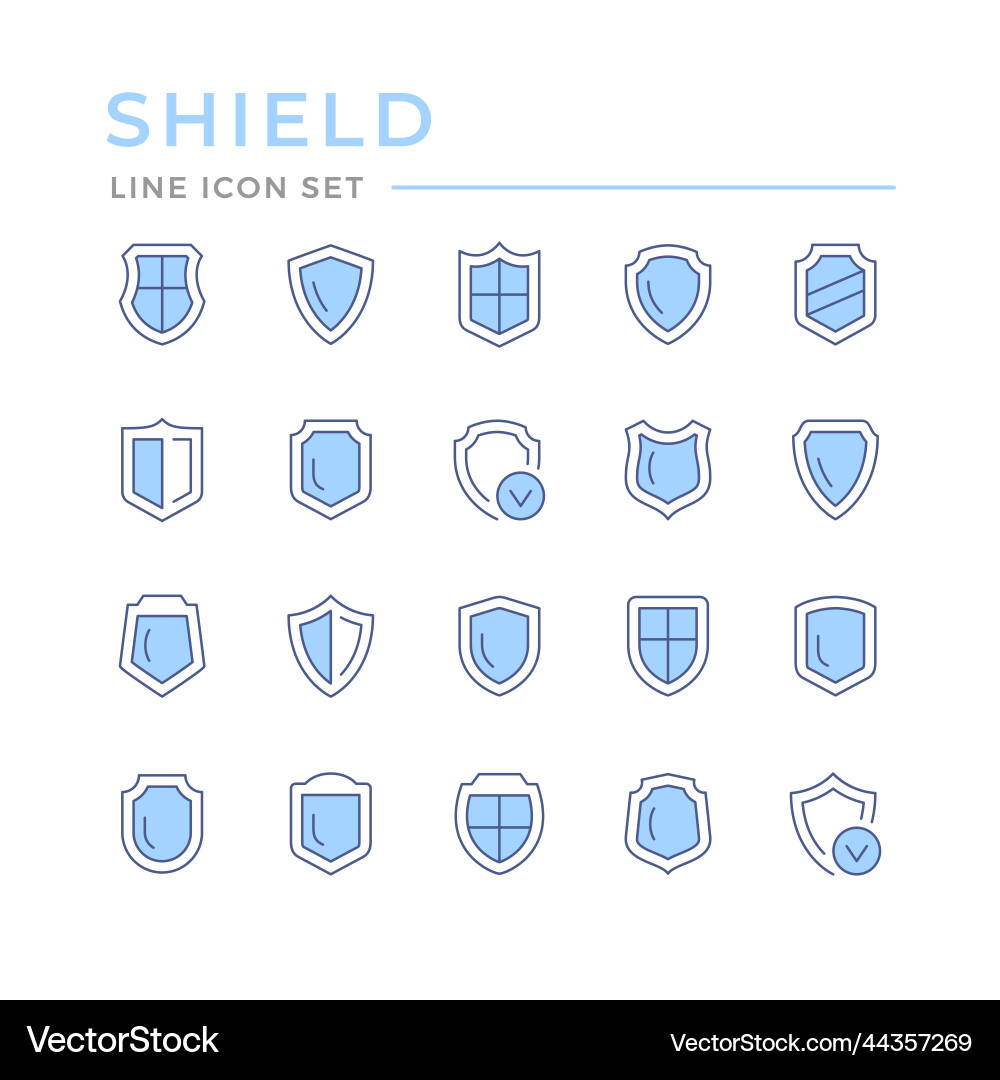Set color line icons of shield Set color line icons of shield vector image