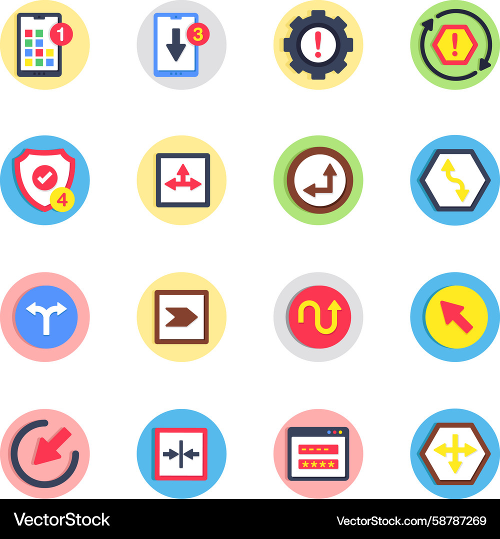 Set of pointing arrows and ui flat icons Vector Image
