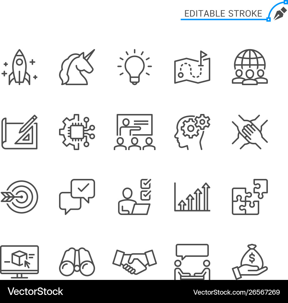 Start-Line-Icons editable Hub Pixel perfekt Start-Line-Icons editable Hub Pixel perfekt vektorbild
