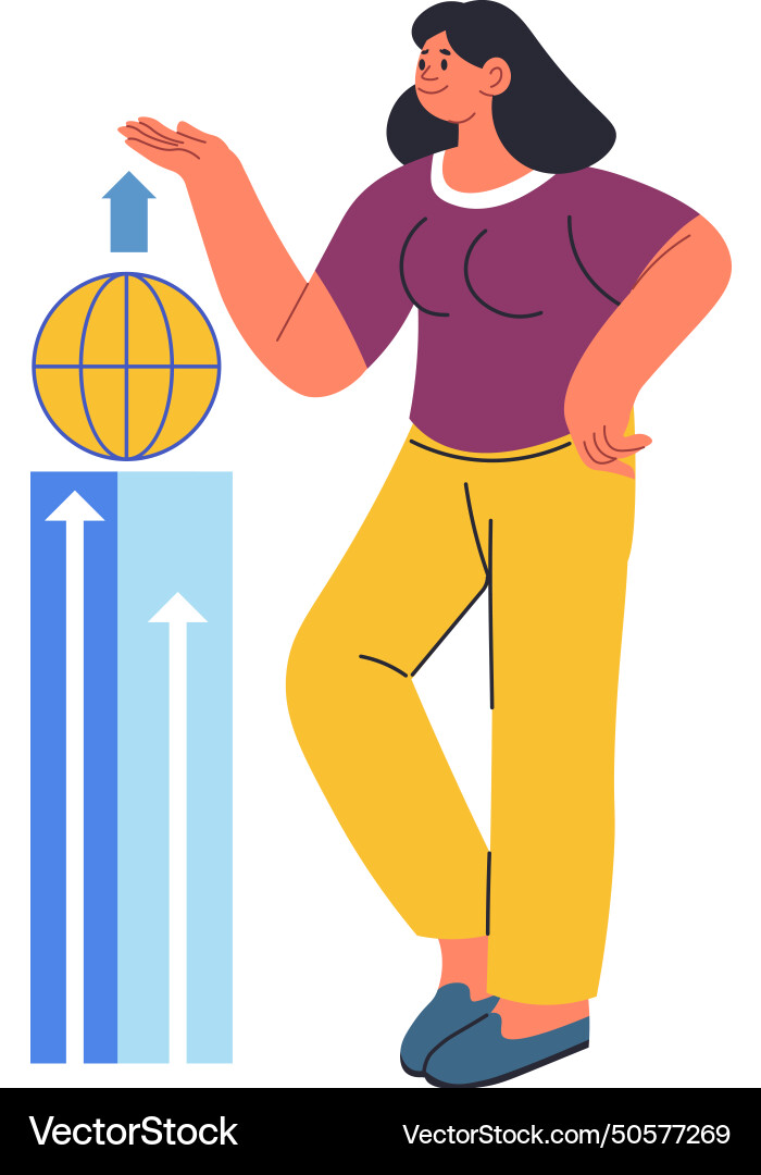 Woman sending files from archive or data storage vector image