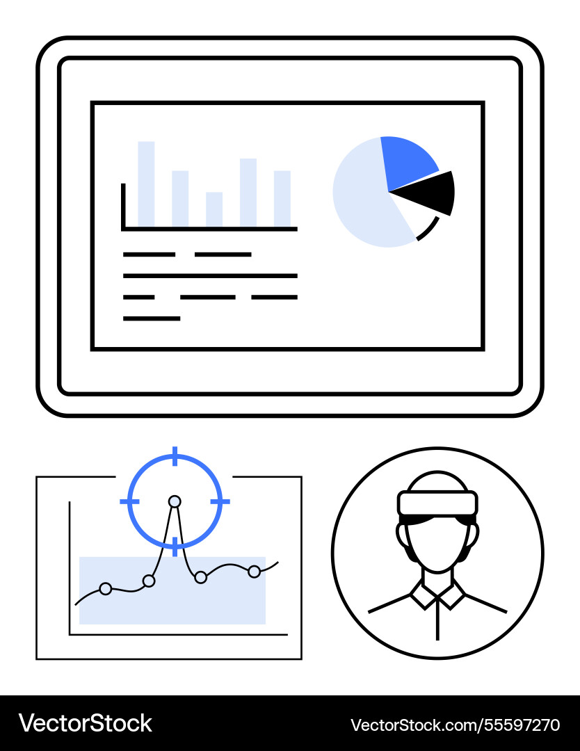 Data analytics interface with charts graphs Data analytics interface with charts graphs vector image