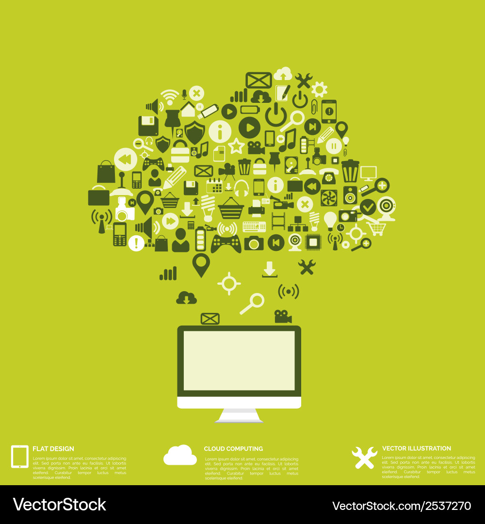Flat abstract background with web icons interface vector image