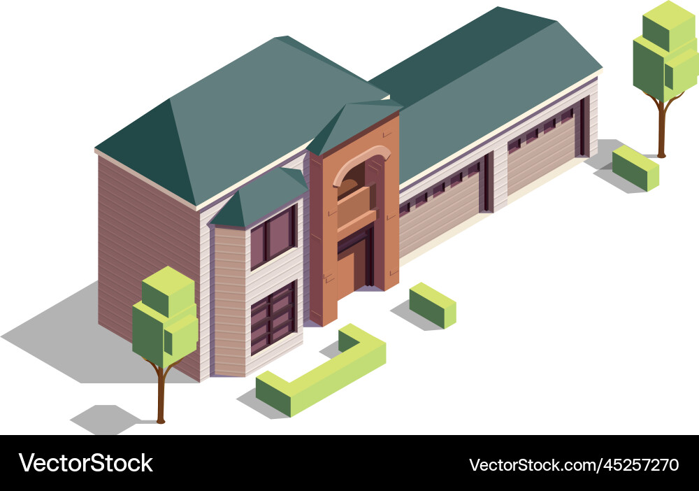 Isometric suburban house Isometric suburban house vector image