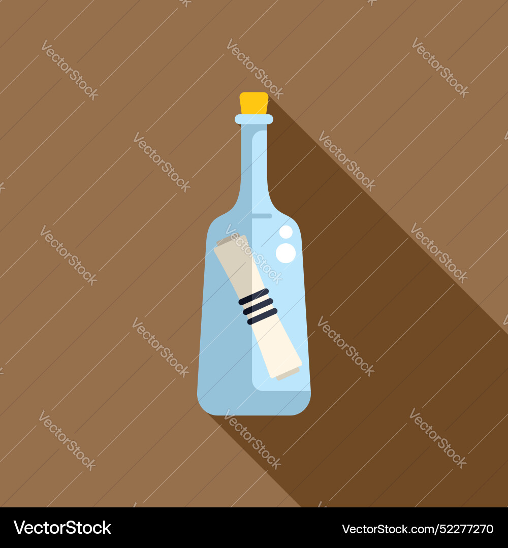 Message in a bottle floating on water with long Message in a bottle floating on water with long vector image